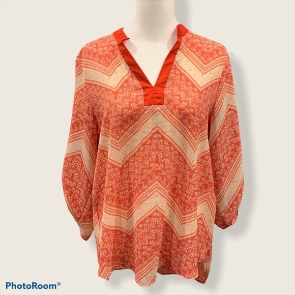 Faith and Joy Semi Sheer V Neck Blouse Size M - Picture 1 of 5